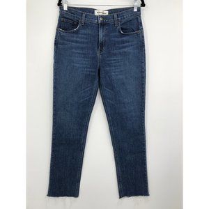 Reformation Mid Rise Slim Jean Kasai Wash Raw Hem Size 30